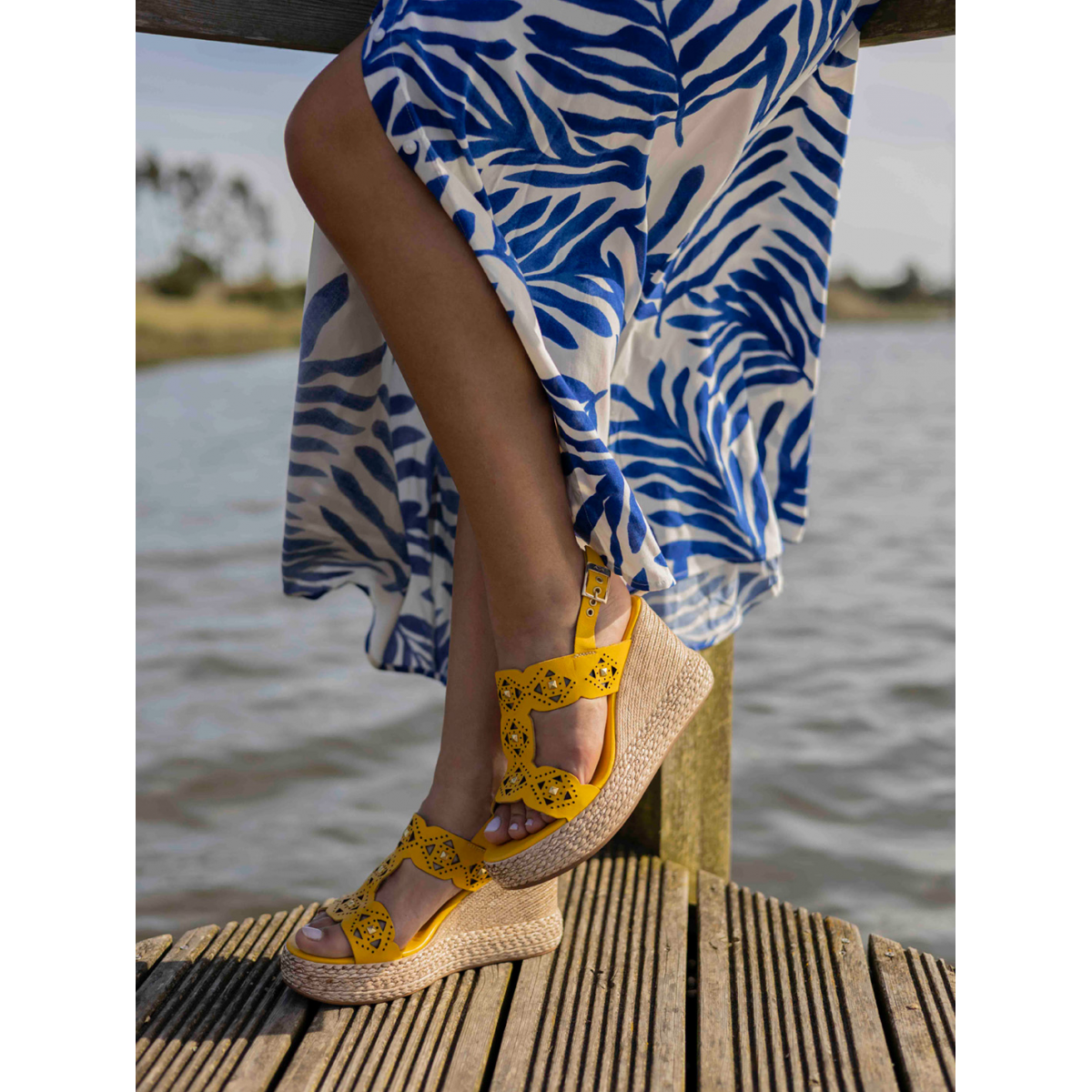 Yellow High Wedge Sandal for Lady Paula02 MLV Shoes