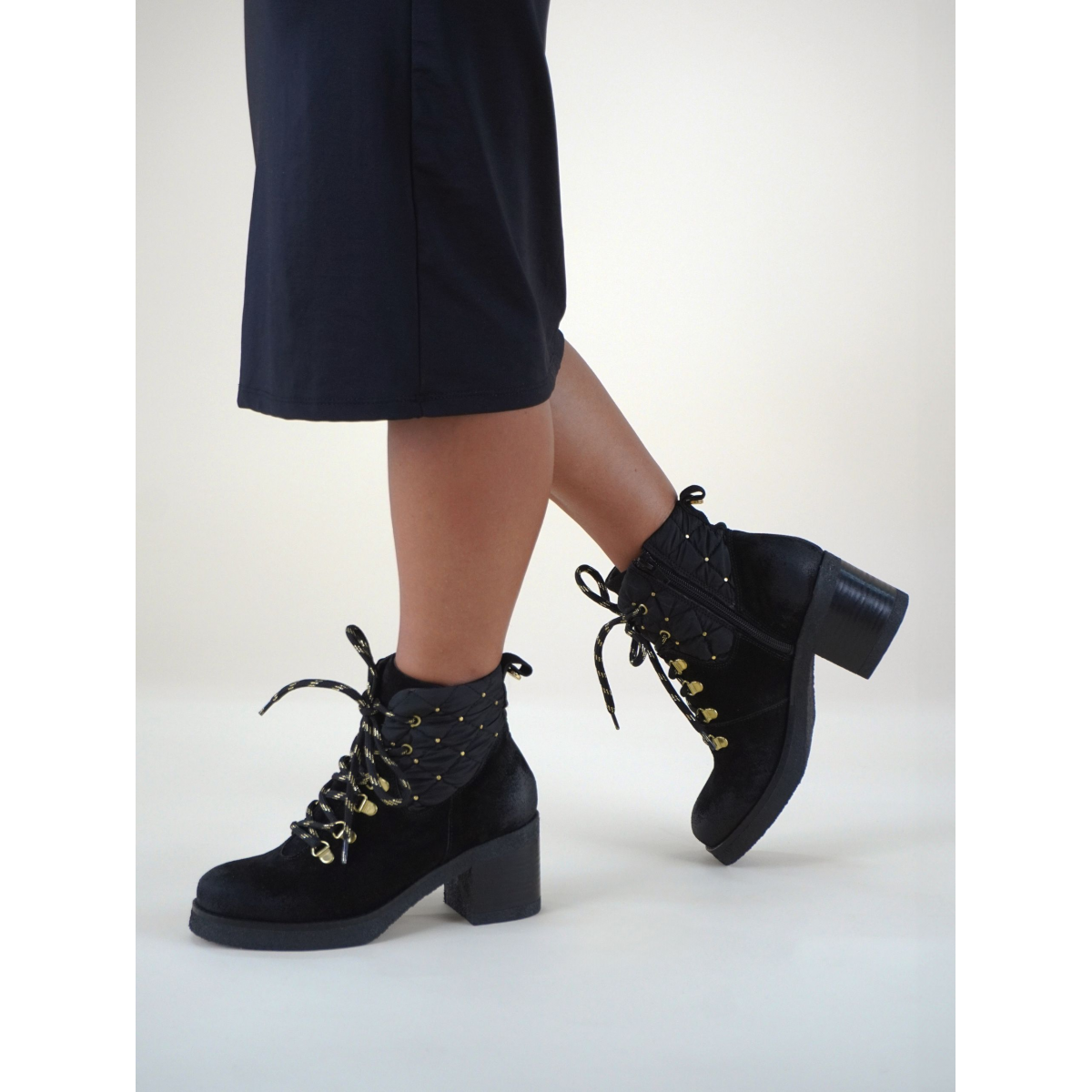 MLV Portuguese Shoes - Black Moccasin with Medium Heel